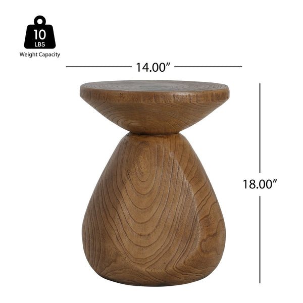 English Elm Patti Outdoor Mgo Side Table Sculptural Waterdrop Base with Wood Grain Texture N775P372422W