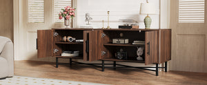 English Elm Christopher Knight Home® - Functional TV Cabinet with 4 Doors and Adjustable Shelves, Cable Management, Sturdy 66" Media Console Chestnut N779P296236C