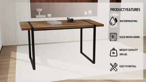 English Elm 59" Modern Farmhouse Dining Table Set With 3 Suede Chairs, Rectangular Metal Base, Easy Assembly W2189S00183