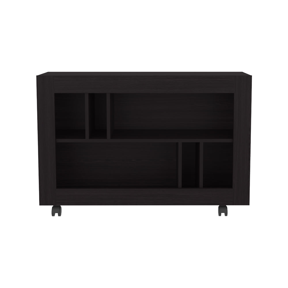 English Elm Norwood Black Table Cart with Rolling Casters, Engineered Wood Shelves for Living Room Storage and Style B092P306239