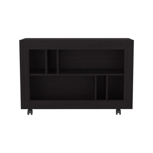 English Elm Norwood Black Table Cart with Rolling Casters, Engineered Wood Shelves for Living Room Storage and Style B092P306239