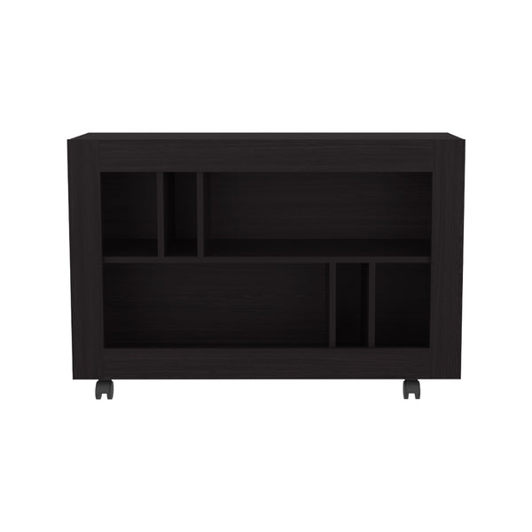 English Elm Norwood Black Table Cart with Rolling Casters, Engineered Wood Shelves for Living Room Storage and Style B092P306239