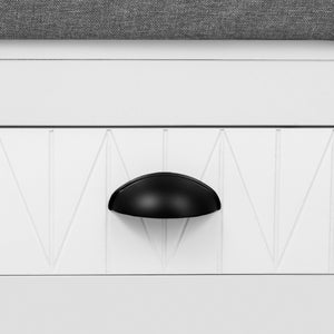 English Elm VIBE Hall Tree with 6 Hooks, Hinged Top Storage, Bench Seat & Drawers for Organized Entryway White N724P184891K