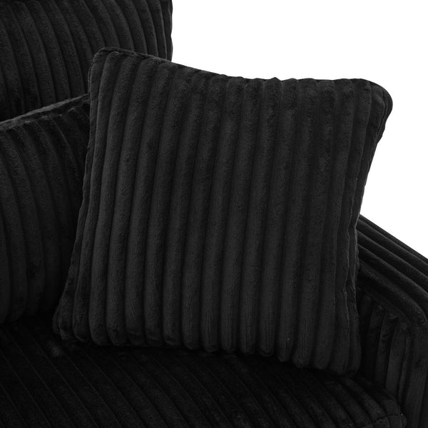 English Elm Modern Corduroy Upholstered Loveseat Sofa with Pocket Springs and Four Accent Pillows Black N763S000040B