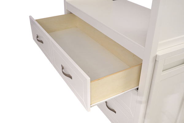 English Elm Contemporary Twin Over Full Bunk Bed With Integrated Storage, Desk & Ladder – Space-Saving Design B2741S00697