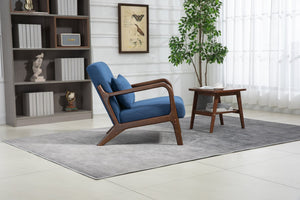 English Elm Mid Century Modern Upholstered Accent Chair Natural Wood Frame with Lumbar Cushion Support W2530P407181