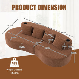 English Elm Modern Half Moon Chenille Sectional Three Seat Curved Sofa for Living Room or Apartment Orange W395P435343