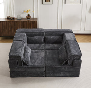 English Elm Compression Modular Floor Sofa Bed - Cozy, No Assembly, Soft Fleece, Versatile 4-Seater With Pillows! W3723S00033