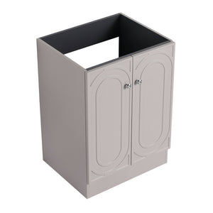 English Elm 24" Freestanding Bathroom Vanity with Integrated Basin Design, Adjustable Shelf & 3 Metal Handles, Eco Plywood Finish khaki W999P241051