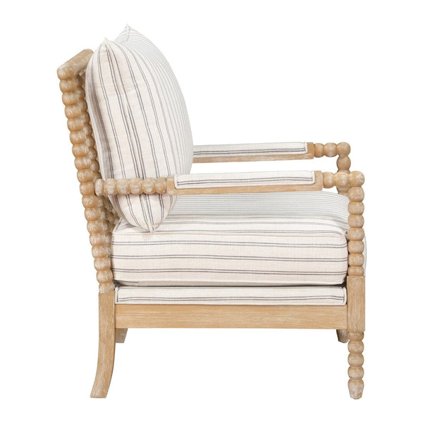 English Elm Classic Three Piece Living Room Set with Striped Fabric Sofa Loveseat and Accent Chair B011S01553