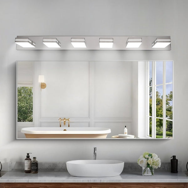 English Elm Modern Six Head Chrome Led Vanity Bar Light for Bathroom Mirror Bright Coverage W1340P248802