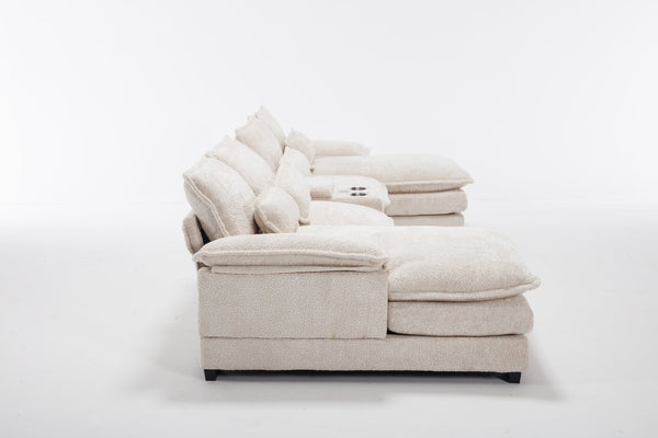 English Elm Modern U-Shaped Sectional Sofa With Usb Ports, Cup Holders & Storage For Ultimate Comfort & Style W2100S00280