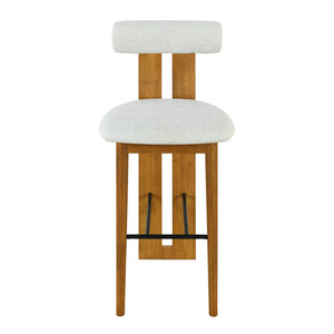 English Elm Christopher Knight Home® - Renee Mid-Height Upholstered Barstool with Cloud-Top Backrest and Stain-Resistant Fabric, Set of 2 Ivory,Walnut N775P277442I