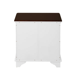 English Elm U Can Louvered End Table with Woven Grass Baskets Ottoman Legs Farmhouse Storage White N724P401353K