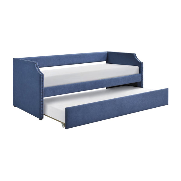 English Elm Modern Upholstered Daybed with Pull Out Trundle Nailhead Trim Twin Guest Room Piece Blue B011P256299