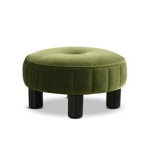 English Elm Jennifer Taylor Home - Riley 16" Round Footstool Ottoman – Olive Green Performance Velvet, Handmade Mid-Century Tufted Comfort B2719P238422