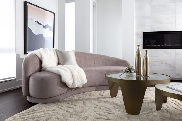 Sunpan Kendra Sofa - Contemporary Curved Design with Warm Undertones for a Bold, Stylish Living Space Planet Lilac