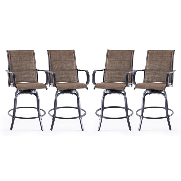 English Elm Patio Swivel Barstools Set of 2 Textilene Mesh Powder Coated Frame All Weather Seating T3623P437318