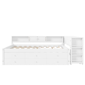 English Elm Twin Daybed Pine Frame with Trundle Desk Hutch Shelves and Storage for Kids Rooms White W1580S00461