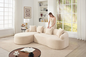 English Elm Boneless Chenille Sectional with Curved Chaise High Density Foam Modular Living Room Sofa W2231S00042