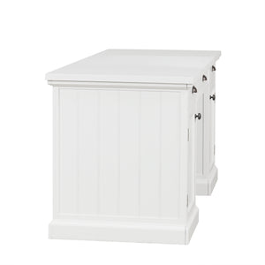 English Elm 67''Modern Executive Desk with 3 Drawers & 2 Cabinets, Spacious White MDF Workstation with Adjustable Shelves and Chic Vertical Edge Design for Home Office N751S211942K