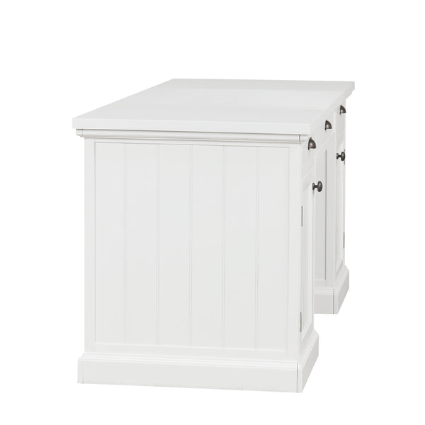 English Elm 67''Modern Executive Desk with 3 Drawers & 2 Cabinets, Spacious White MDF Workstation with Adjustable Shelves and Chic Vertical Edge Design for Home Office N751S211942K