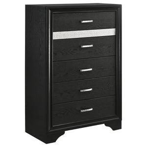 English Elm Annie Glam White Full Storage Bedroom Set with Crystal Pulls and Glitter Accents Black B062S01612