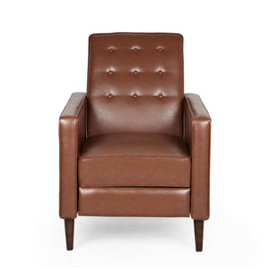 English Elm Christopher Knight Home® - Fabric Recliner Chair Mid-Century Modern Pushback Single Sofa with Tufted Cushion, Birch Legs, Cozy Comfort Light Brown 60741.00PUCOGN