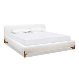 English Elm Jennifer Taylor Home - Alpine Modern King Platform Bed In Ivory White Boucle – Plush Upholstery & Stylish Design For Comfort B2719P281850