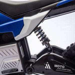 English Elm 24v Kids Electric Motocross Motorcycle 200w Hub Motor Suspension Led Bluetooth Audio Blue W1578P225048