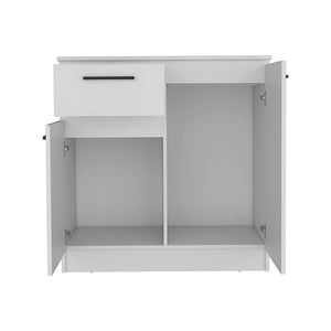 English Elm Orleans Engineered Wood Dresser with 2-Door & Single Drawer, Compact White Storage Cabinet for Bedroom Decor B097S00086