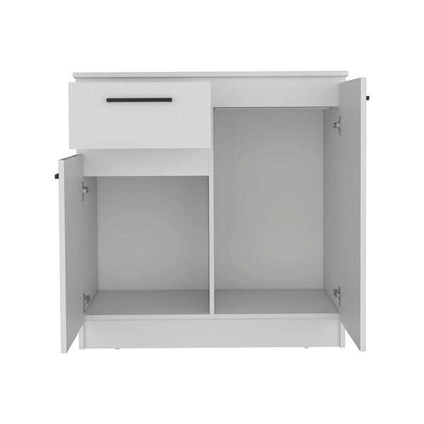 English Elm Orleans Engineered Wood Dresser with 2-Door & Single Drawer, Compact White Storage Cabinet for Bedroom Decor B097S00086