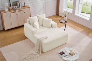 English Elm Oversized Corduroy Chaise Sleeper Sofa Deep Seat Lounge Chair for Apartment Bedroom Beige W1752P402835