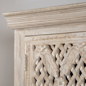 Crestview Collection Coastal Cabinet: Elegant Mango Wood Living Room Storage With Floral Carvings & Timeless Design Tan Solid Wood Cvfnr4807