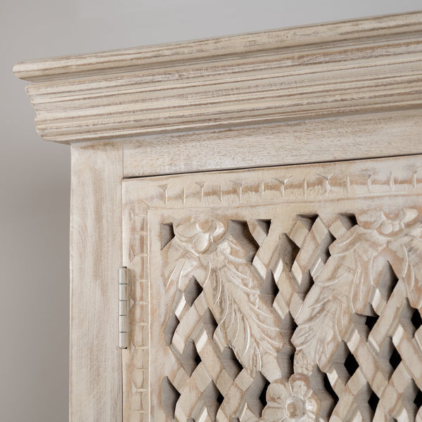 Crestview Collection Coastal Cabinet: Elegant Mango Wood Living Room Storage With Floral Carvings & Timeless Design Tan Solid Wood Cvfnr4807