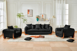 English Elm Upholstery Single Arm Chair Sofa In Textured Sherpa With Wood Legs - Cozy Modern Living Room Accent W2817S00004-GIGA