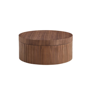 English Elm Round Wood Grain Coffee Table with Rotating Top and Hidden Storage for Modern Living Walnut W2085P399013