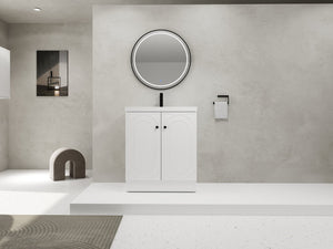 English Elm 30" Modern Freestanding Bathroom Vanity with Resin Sink, Soft-Close Doors, Adjustable Shelf, Durable Plywood Finish White W999S00271