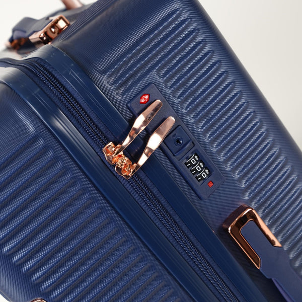 English Elm 4-piece Abs Hard Shell Luggage Set with Spinner Wheels Built-in Lock Lightweight Travel Blue T3292P291285