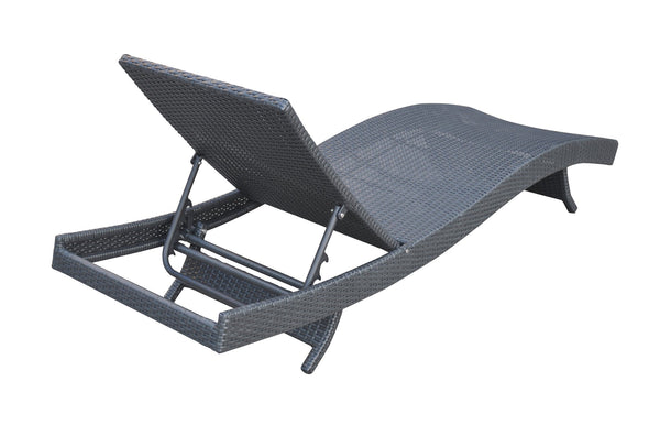 English Elm Delarie Outdoor Adjustable Wicker Chaise Lounge Chair - Black Aluminum Frame, UV/Water Resistant, Ergonomic Comfort 78" B2736P354344