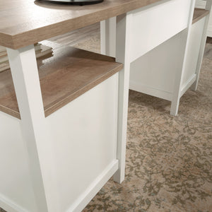 English Elm Desk, Modern Cottage-Style With White Finish & Wood-Tone Top - Perfect For Small Spaces & Easy Assembly B356P402733