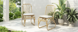 English Elm Christopher Knight Home® - Outdoor Hand-Woven PE Rattan Patio Dining Chairs Set of 2 with Iron Frame 400lb Capacity, No Assembly Required Natural,Yellow N762P236169N