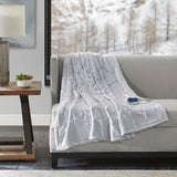 True North by Sleep Philosophy Raina Glam/Luxury Heated Metallic Print Throw TN54-0340 Grey