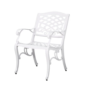 English Elm Monterey Cast Aluminum 7 Piece Outdoor Dining Set with Ornate Lattice Floral Detail N776P381164W-6_57704.00WHI