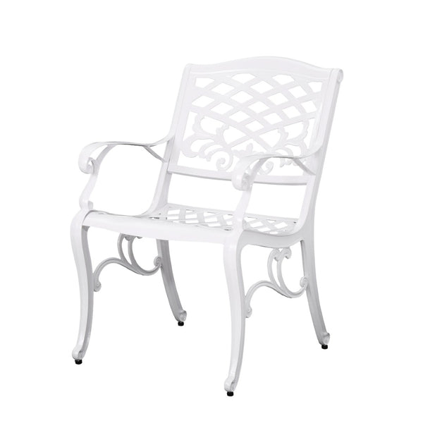 English Elm Monterey Cast Aluminum 7 Piece Outdoor Dining Set with Ornate Lattice Floral Detail N776P381164W-6_57704.00WHI
