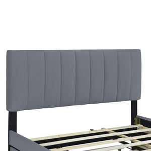 English Elm Queen Tufted Velvet Platform Bed with Storage Drawers and Pull Out Trundle Gray LP000714AAE-1