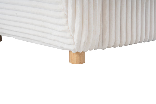 English Elm Modern Sofa - 84" White Corduroy Upholstered Couch, Stylish Sectional Love Seat For Home & Office W2363S00074