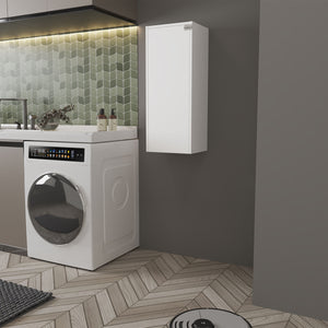 English Elm Rincon Valley Folding Table with Storage — Wall-Mounted White Space-Saving Shelf, Laundry & Craft Station B128P287524