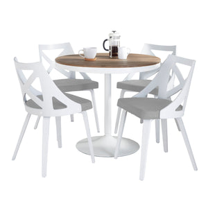 English Elm Dakota-Charlotte Contemporary 5-Piece Dining Set with Bamboo Top, White Metal Frame & Grey Fabric Chairs B202S01492
