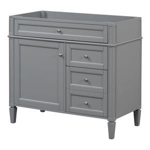 English Elm 36'' Modern Bathroom Vanity Cabinet with Tip-Out Drawer, Adjustable Shelf, Smooth Metal Slides, Solid Wood Frame Grey N710P186084E